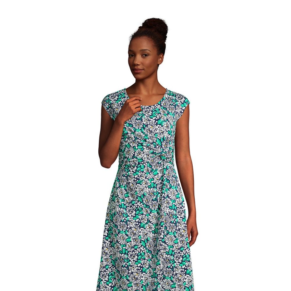 Lands' End Twist Front Fit and Flare Dress, Small